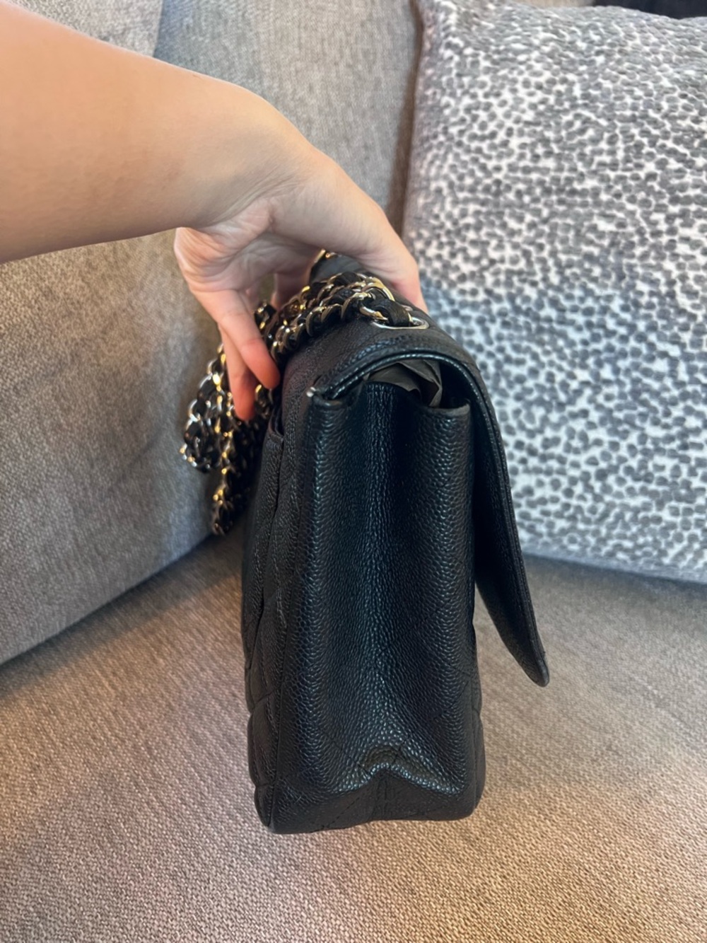 Chanel Vintage Classic Single Flap Quilted Caviar Jumbo Shoulder Bag - Picture 4 of 14